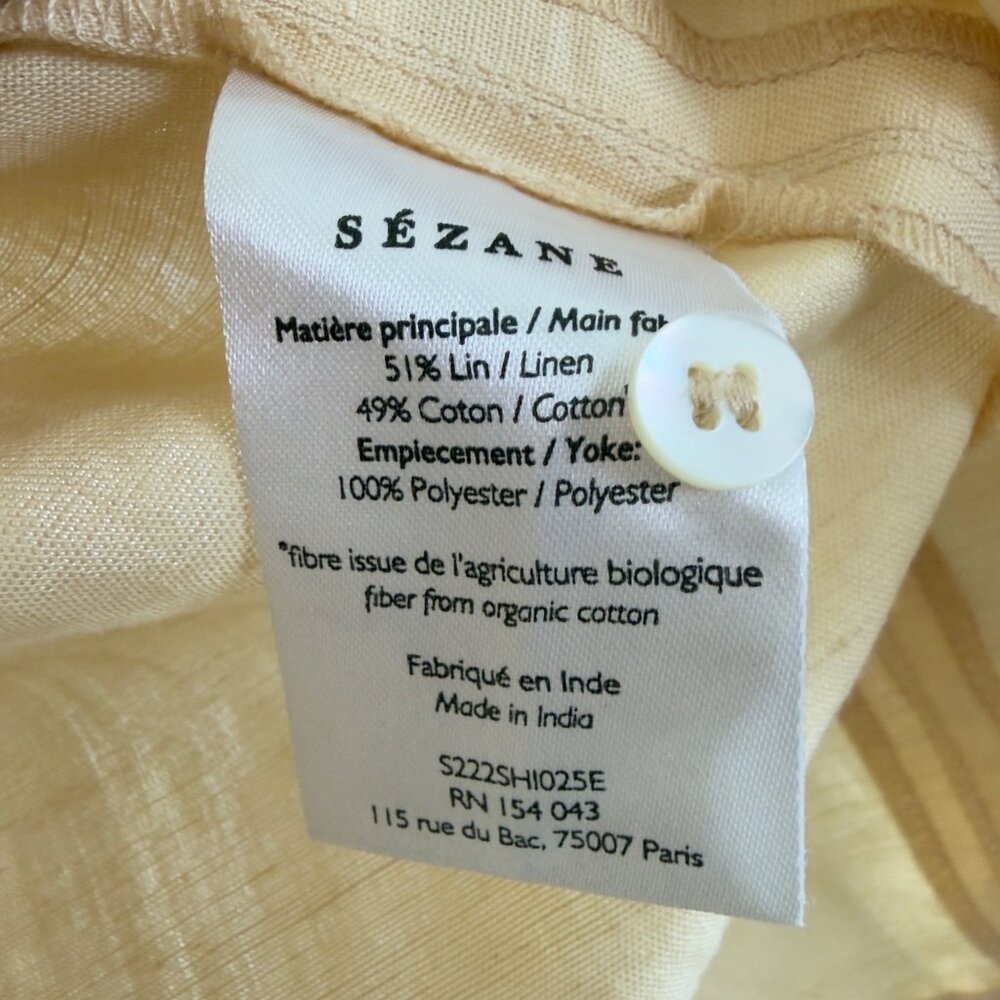 NWT Sézane Donia Blouse Beige Linen/Cotton Blend Lace Long Sleeve T44/UK16/US - Picture 4 of 16